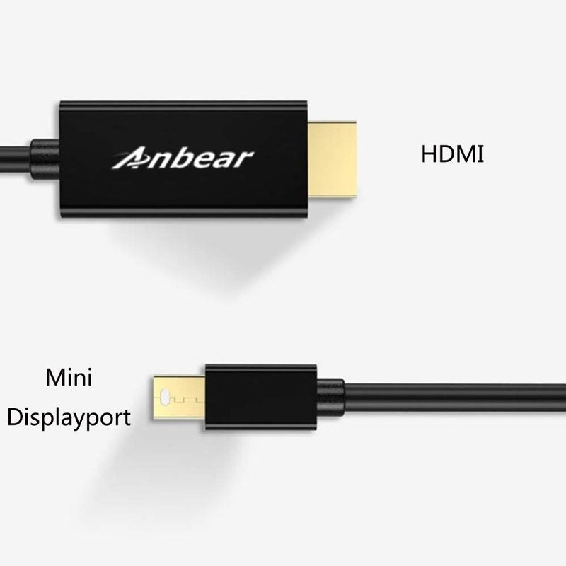 Anbear Mini DisplayPort to HDMI 6 FT, Gold Plated Mini Display Port(ThunderboltTM Port) to HDMI HDTV Male to Male Adapter Compatible for Mac Book,MacBook air, iMac, and More - Image 2